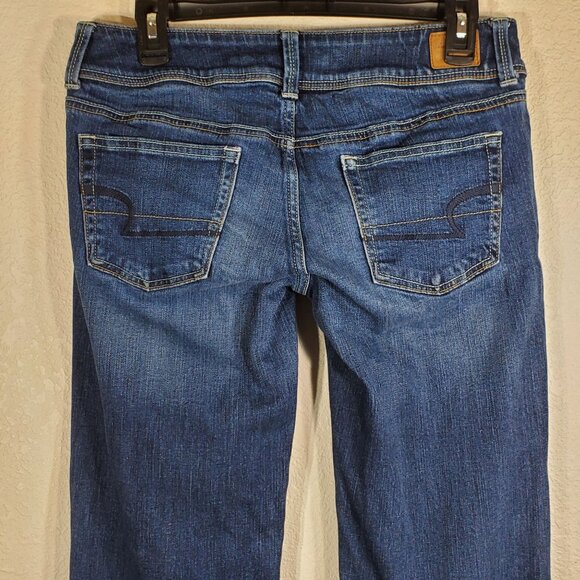American Eagle Outfitters Womens Slim Boot Jeans Size 8 Long Stretch Blue Denim - Picture 11 of 13